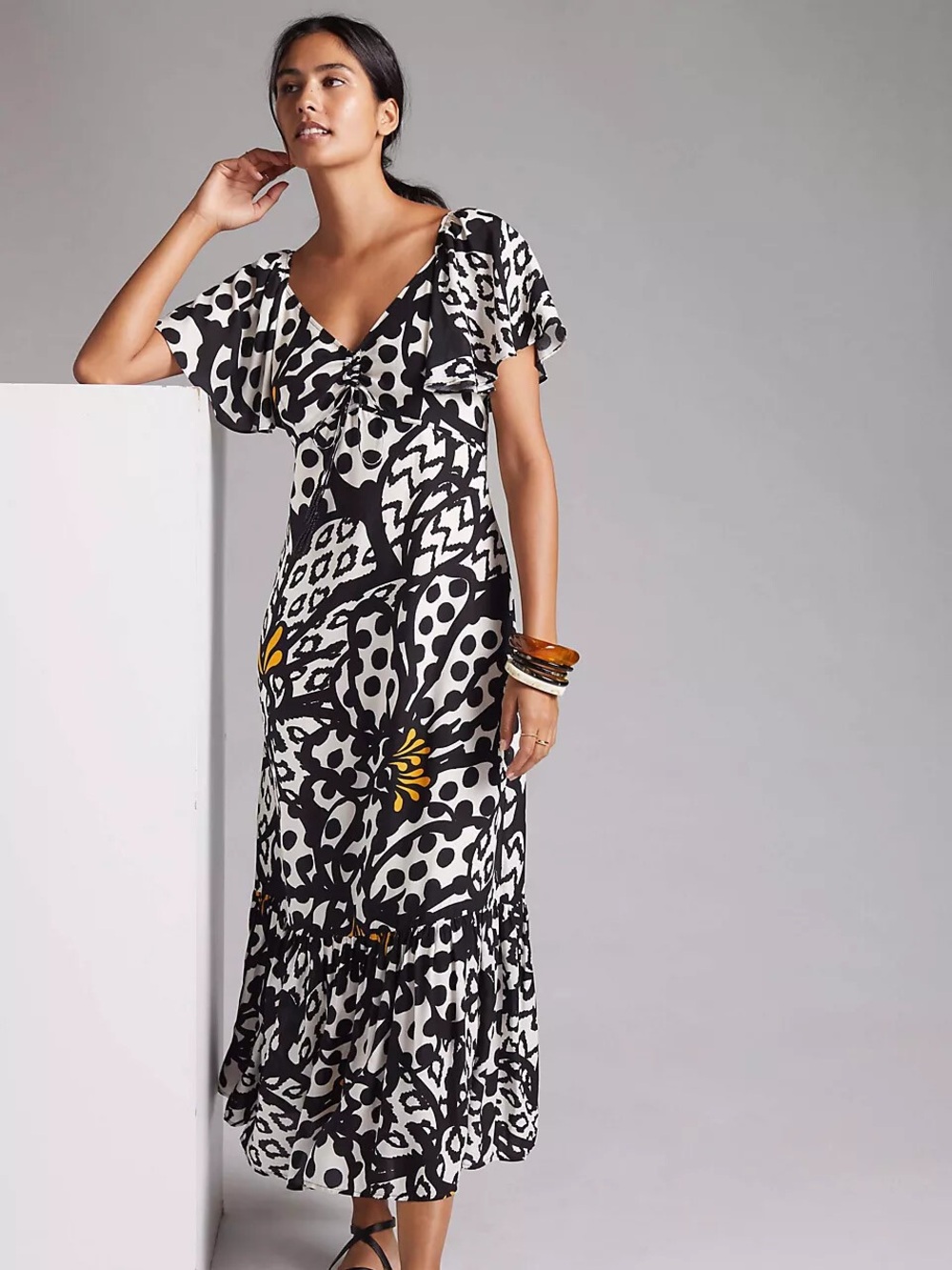 Farm Rio for Anthropologie | Flutter-Sleeved Maxi Dress, Medium